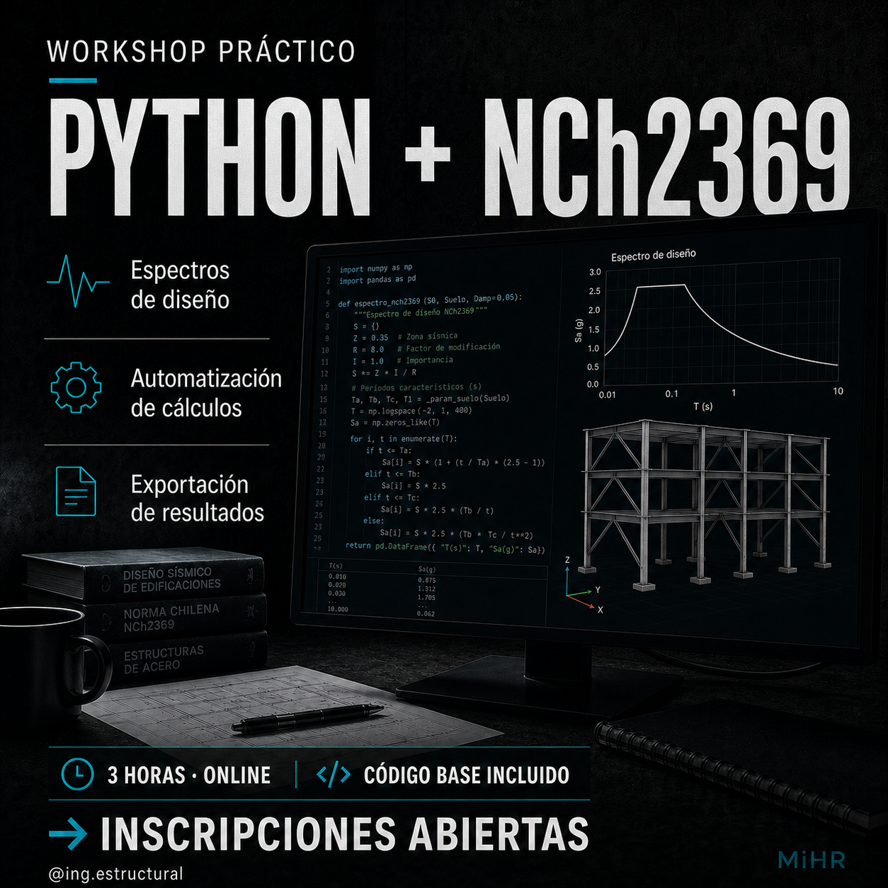 Afiche del workshop de Python y NCh2369